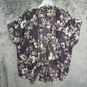 I Joah Kimono Lg tunic gray purple blue Made USA lightweight